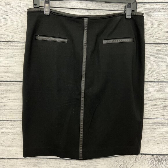 Vince Camuto Black Pencil Skirt With Faux Leather Trim Size 10 - Picture 1 of 2